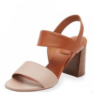 Chloe Tan Two-Tone Mia Leather Heeled Sandals